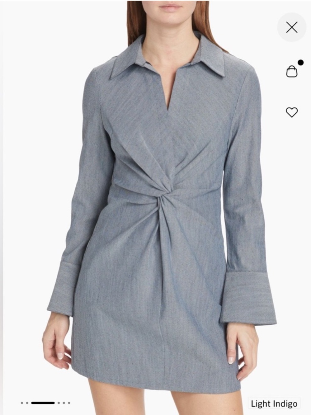 cinq a sept McKenna Twist Front Minidress In Light Indigo